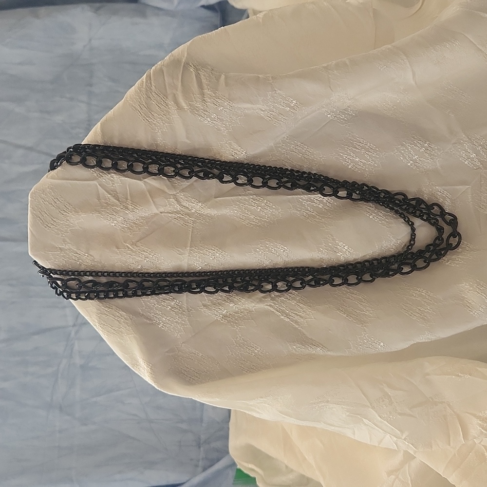 Hematite toned Multistrand Chain Necklace - Picture 2 of 3